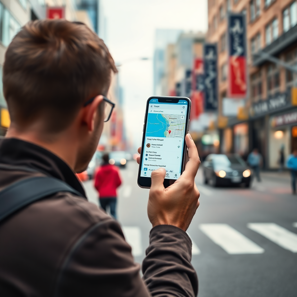 a man is doing local search to find the best physiotherapy clinic nearby