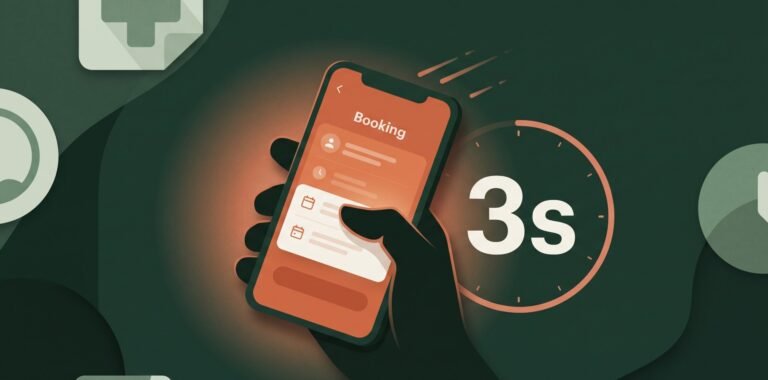 Hand holding a glowing smartphone with a 3 second countdown, representing mobile page load abandonment